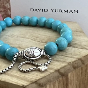 David Yurman 925 Sterling Silber 8 mm Türkis Spirituelle Perlen Armband - Bild 1 von 13