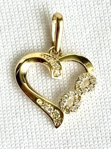 14K massiv Gold Herz echter Diamant Anhänger, 0,10 Karat, 20 Diamanten - Bild 1 von 6