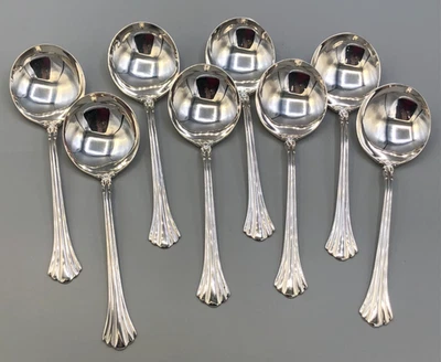 Juego de 8 cucharas sopera crema 6" plata esterlina siglo XVIII de Reed & Barton Foto 1 de 3