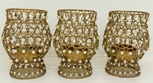 Candelabro votivo de luz de té con cable de metal dorado tono dorado vacaciones - Imagen 1 de 6