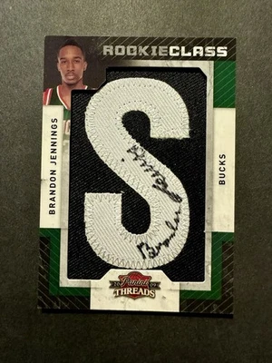 2009-10 Panini Threads BRANDON JENNINGS /640 Auto Letter RC Rookie Bucks #110 - Image 1 of 2