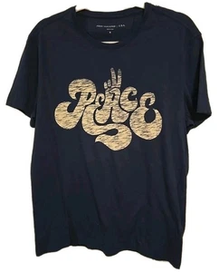 Camiseta John Varvatos EE. UU. Manga Corta Nueva con Etiquetas Para Hombre Mediana Palabras de Paz - Imagen 1 de 3