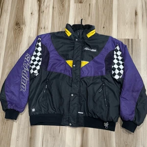 Chaqueta de bombardero Ski Doo negra púrpura a cuadros vintage para hombre 3XL - Imagen 1 de 7