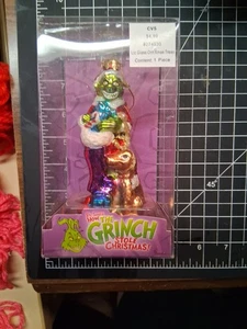2004 5" El Grinch Estola Navidad Vidrio Soplado Adorno Latón Llave Papá Noel Regalos - Imagen 1 de 4