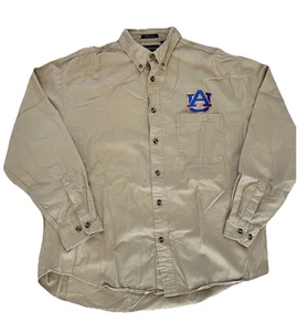 Auburn Tigers Button Up Shirt Mens XL Beige Long Sleeve - Picture 1 of 7