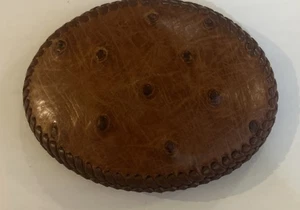 Vintage Straußenleder gepunktete Gürtelschnalle signiert Mr. G’s Leather Crafts Bryan Tx - Bild 1 von 3