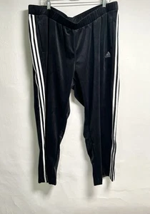 Adidas Women’s Y2K Glam Velour Track Pants Black 3 Stripe Plus Size 3X New JJ049 - Picture 1 of 12