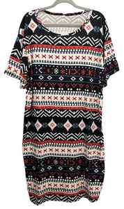 Vestido para mujer talla 1XL colorido informal diseño azteca cuello redondo hasta la rodilla - Imagen 1 de 4