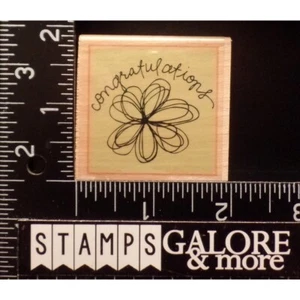 G-Studio Rubber Stamps SKETCHED SWIRLS FLOWER CONGRATULATIONS - Picture 1 of 2