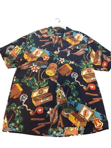 Koman Cigar Officianado Shirt Mens Medium Smoke Hawaiian Button Up - Picture 1 of 6