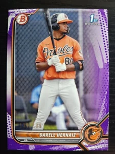2022 Bowman Darell Hernaiz 1St Purple /199 #BP-27 Orioles A's - Picture 1 of 2