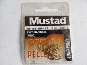 Pochette 10 Hameçons Carpe Sans Ardillon Taille 10 MUSTAD - Photo 1/1