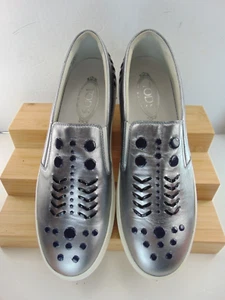 TODS Authentic Sneaker Metallic Silver EURO 41  1/2 M WORN ONCE $695.00 MSRP - Picture 1 of 8
