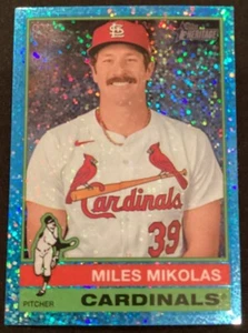 2025 Topps Heritage Light Blue Sparkle Miles Mikolas - Picture 1 of 2