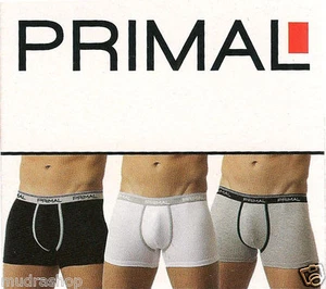 BOXER UOMO PRIMAL CONF 3 PEZZI BIANCO-NERO-GRIGIO TG M L XL XXL XXXL - B001 - Picture 1 of 1