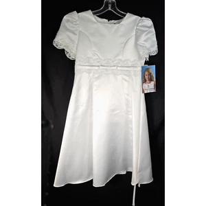 Lauren Madison Girls White Dress Size 10.5 Communion Easter Wedding Flower Girl - Picture 1 of 10
