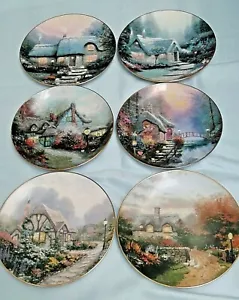 KINKADE ENCHANTED COTTAGES PLATES SET OF 6 - 1991 NUMBERED FRANKLIN MINT - Picture 1 of 12