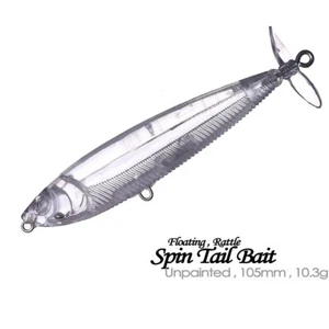20PCS 10.5CM 10.3G Topwater Spin Tail Popper Unpainted Bait Blank Fishing Lure - Picture 1 of 11