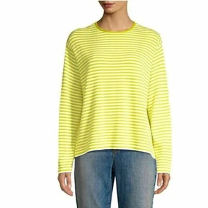 Eileen Fisher Merino Wool Striped Sweater Oversized Size L large  NWT GREEN $258 - Picture 1 of 4