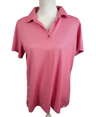 Lady Hagan Women's XL Golf Polo Pink Coral Small Print SS Shirt EUC - Image 1 of 4