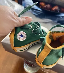 Converse Green Gold Yellow Chucks Fold Down Size 3 Infants USED - Picture 1 of 7