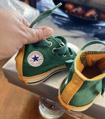 Mandriles plegables Converse verde dorado amarillo talla 3 bebés USADOS Foto 1 de 4