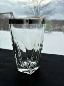 Hazel Atlas Clear Glass Platinum Band Gothic Highball Glass Very Good Used Cond. - Picture 1 of 10