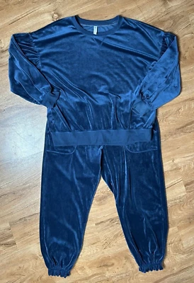 Conjunto de pijama para dormir Gilligan & O'Malley azul verdoso terciopelo XXL tobillos con volantes para mujer Foto 1 de 4