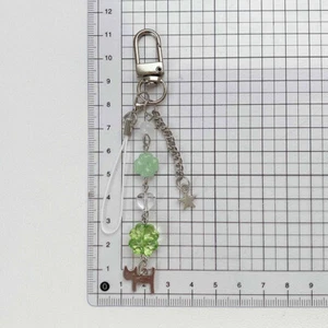 1PC Handmade Lucky Cat Clover Mobile Phone Chain Beaded Pendant Y2K Keychain - Zdjęcie 1 z 7