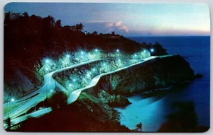 Postcard Mexico Acapulco Guerrero Avenue Lopez Mateos Night View - Picture 1 of 2