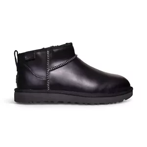 UGG CLASSIC ULTRA MINI LEATHER REGEN BLACK COMFORT WOMEN'S BOOTS SIZE US 11 NEW - Picture 1 of 5