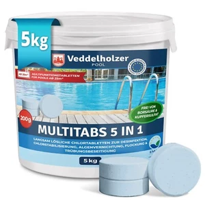 5 kg Multitabs 5 in 1 Chlortabletten für Pool als 200g Tabletten langsam löslich - Bild 1 von 7