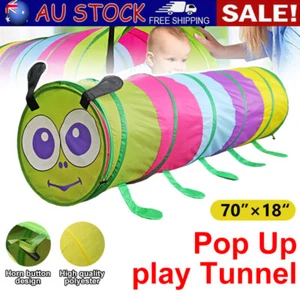 Kids 70'' Caterpillar Indoor Pop-up Play Crawl Tunnel AU Toddlers or Pet - Picture 1 of 7