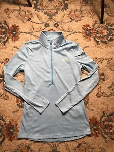 Under Armour Loose Heatgear 1/2 Zip Powder Blue Pullover Long Sleeve Womens Top - Picture 1 of 9
