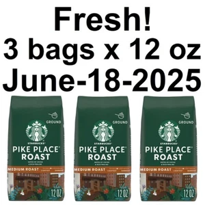 3 Pack Fresh 12oz Lot Starbucks Pike Place Ground 100% Arabica Coffee June 2025 - Picture 1 of 3