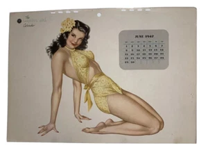 Juni 1947 Vintage THE ESQUIRE Girl Kalender Seite Pin Up Girl - Alberto Vargas - Bild 1 von 4