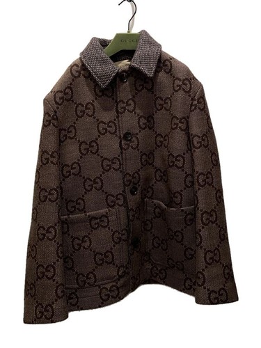 GUCCI altri GG cappotto lana jacquard 48 marrone 770760