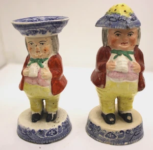 Original 19th Century Antique Staffordshire Toby Condiment Cruets Salt & Pepper - Picture 1 of 24