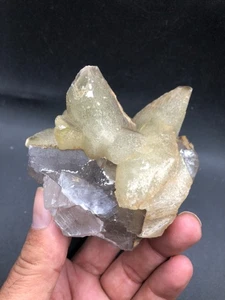 Cristal de calcita de fluorita y dientes de perro 389 g - muestra mineral crudo, impresionante combo - Imagen 1 de 13