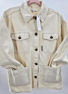 Chaqueta Camisa Topshop Grande Ligera Talla Pequeña En Crema - Imagen 1 de 7