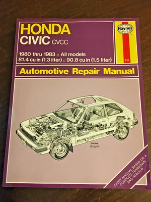 Manual de reparación Haynes Honda Civic CVCC 1980-1983 todos los modelos 1,3 litros 1,5, 633 Foto 1 de 4