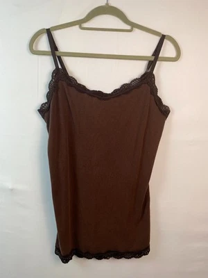 Faded Glory Y2K Cami Tank Top Lace TrimSpagetti Straps Ribbed Grunge Sz XL - Image 1 of 4