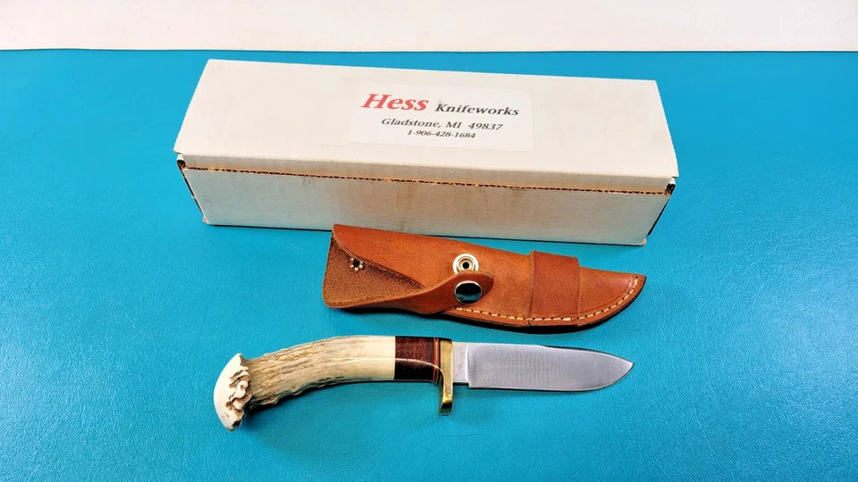 Cuchillos personalizados Hess Gladstone MI cuchillo cazador cola blanca ciervo + funda TR663 Foto 1 de 4