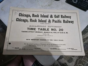 Rock Island (CRI&P/CRI&G) Amarillo Horario #20 (3/1/1915)(Usado) - Imagen 1 de 5