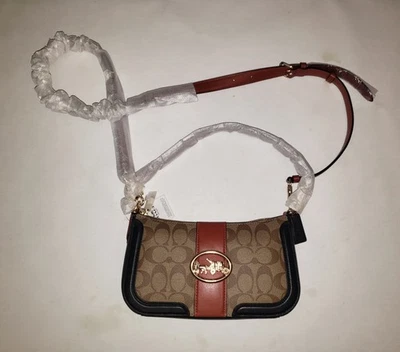 NUEVO CON ETIQUETAS BAGUETTE COACH GEORGE COLORBLOCK CAQUI TERRACOTA FIRMA 5498 Foto 1 de 4