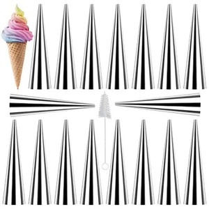 16 Pcs 4.7 Inch Stainless Steel Cream Horn Molds Conical Danish Pastry Cones - Picture 1 of 7