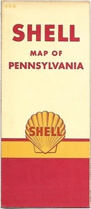 1961 SHELL OIL Road Map PENNSYLVANIA Pittsburgh Philadelphia Erie Harrisburg - Picture 1 of 4