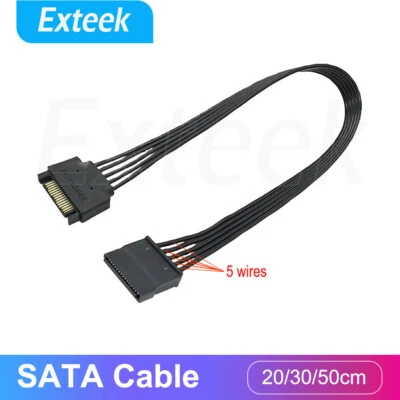 15 Pin SATA Power Extension Male to Female Extender Cable for HDD Hard Drive - image 1 of 4