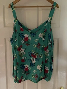 Green Tropical Camisole With Thick Straps M&Co Size 20 Tropical Colours - Picture 1 of 5