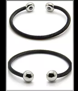 18k oro blanco negro magnético magnético bio energía brazalete brazalete estrés artritis - Imagen 1 de 3